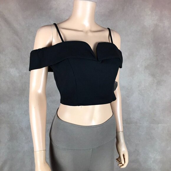 B.DARLIN Black Off The Shoulder Crop Top NEW Size 11/12 - Picture 4 of 7